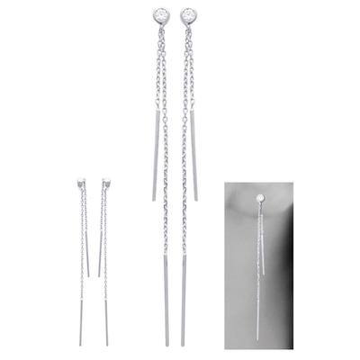 [N7136] - Silberne 'Sissi' Silberohrringe (rhodiniert) - 11 cm