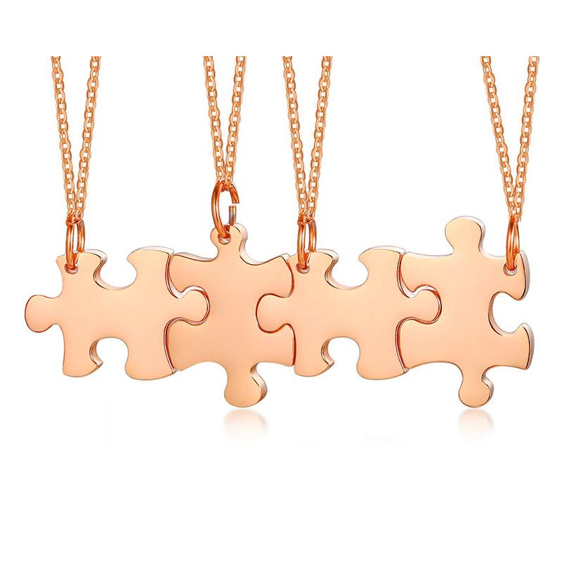 Personalized Puzzle Necklace Friendship Customized Pendant 2/3/4/5 Pieces Best Friends BFF Stainless Steel Bridesmaid Gift