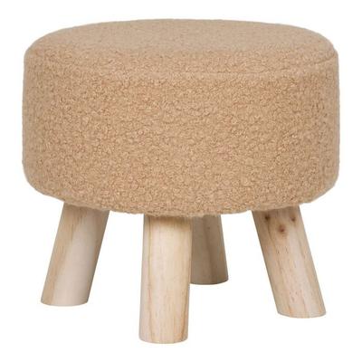 Stool - EBUY24 - Aberdeen - Ø31cm - Beige - Wool and Solid Wood