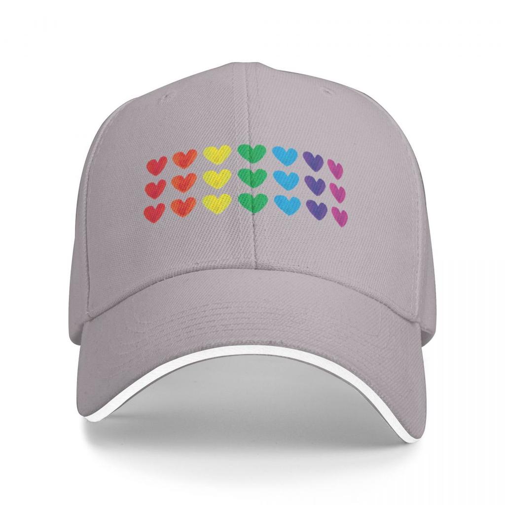 Rainbow Hearts Horizontal Stripes Baseball Cap Luxury Cap Hat Unisex Luxury Military Cap Unisex Vintage Unisexs Hats Womens