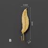 Retro Gold Leaf Shape Hanging Hooks Punch-Free Wall Hanger Hanging Storage Rack Towel Watch Bag Key Self Adhesive Household
