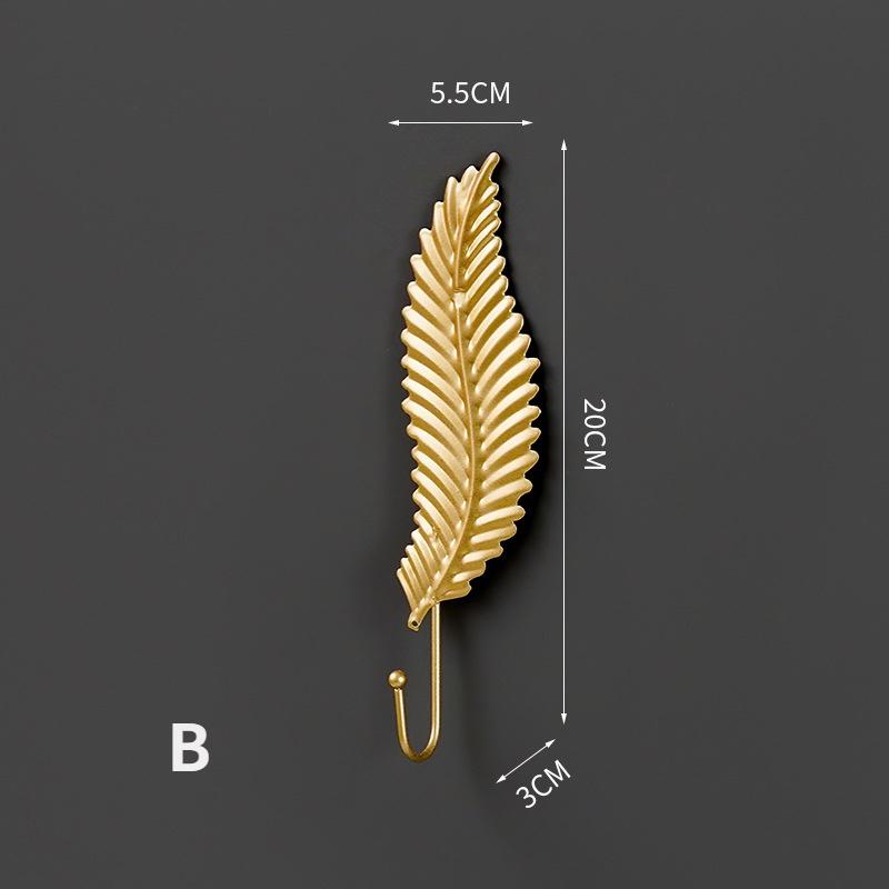 Retro Gold Leaf Shape Hanging Hooks Punch-Free Wall Hanger Hanging Storage Rack Towel Watch Bag Key Self Adhesive Household