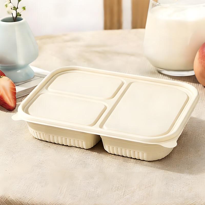 3-Compartment Biodegradable Corn Starch Meal Boxes with Lids