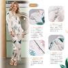 Rose Halcyon Satin Pajama Cute Long and Perfect for and Summer Green Women's 7-Piece Set, Sleeves, Pants, Camisole, Fall, Spring, (XXL, Leaf)