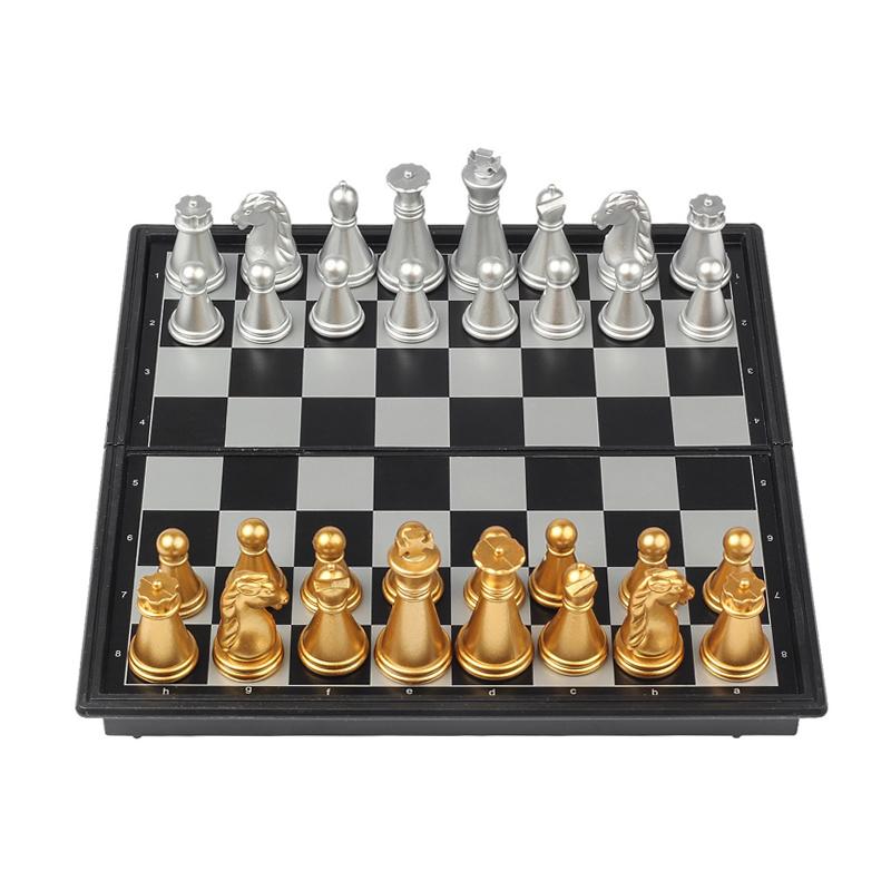 Extra Small Magnetic Gold and Silver Chess Set Educational Toy for Kids Intellectual Development Puzzle Chess for Boys and Girls