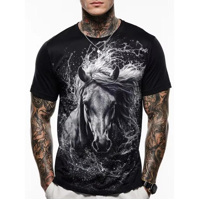 Men s 3D printed dog leash pattern short-sleeved T-shirt - breathable summer round neck with slight elasticity, S