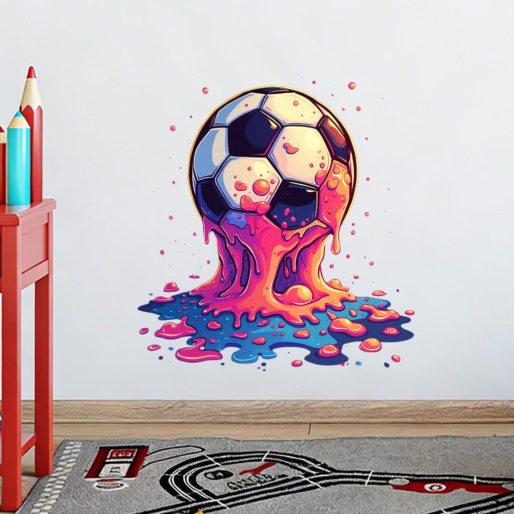 Creative Melting Football Self-adhesive Living Room Bedroom Study Wall Decoration Stickers