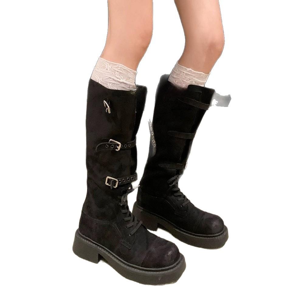 Yueyu Leg Savior 2025 New Adjustable British Style Oversized Leg Circumference High Tube Leg Fine 5cm Boots