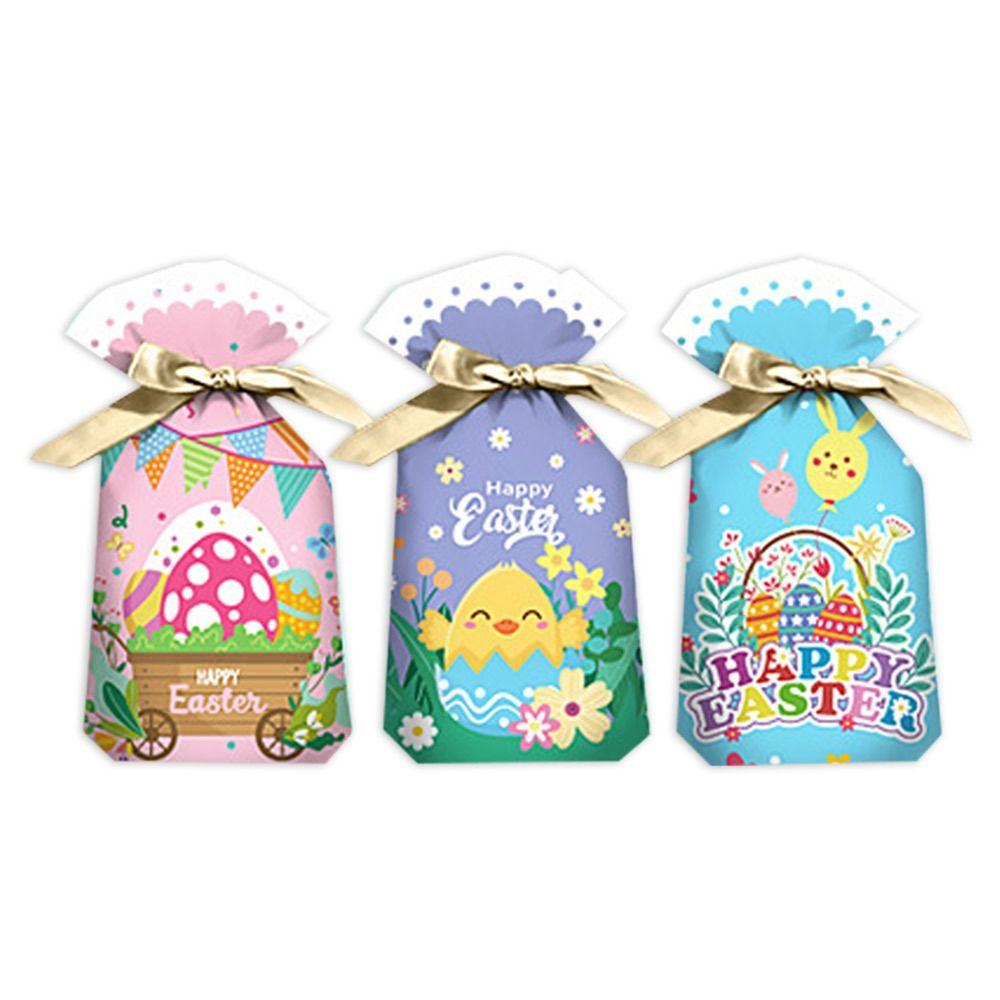 50PCS Drawstring Easter Candy Bags Snack Decoration Easter Eggs Easter Gift Bag Rabbit Ears Party Supplies Cookies Snack Packing