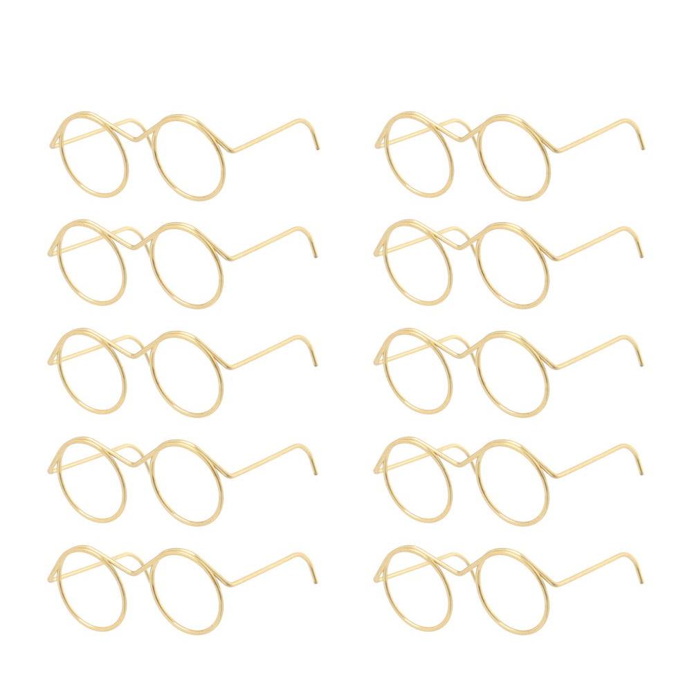 10Pcs Retro Doll Glasses Metal Round Frame Lensless Eyewear Toy Miniature Eyeglasses Diy Doll Dressing Accessories Spectacles