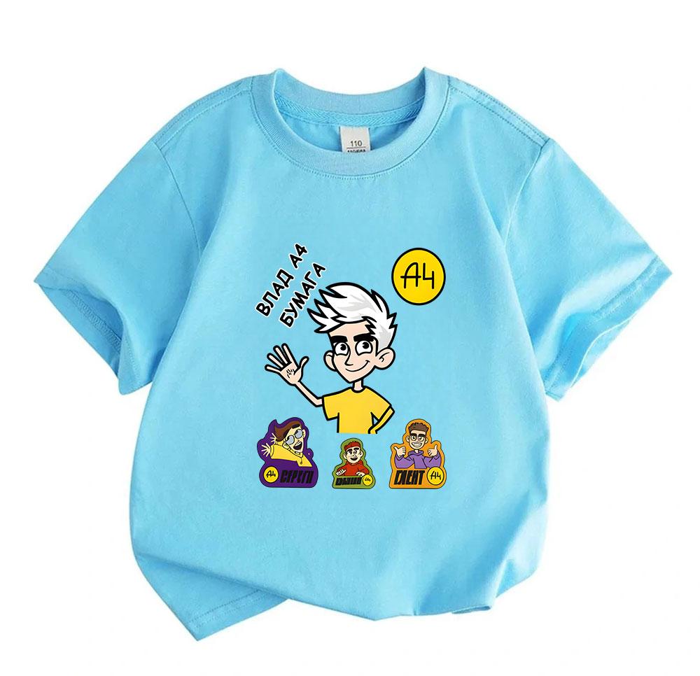 Kids Boys Girls 100% Cotton O-neck Short Sleeve T-Shirt, Cute Cartoon Character Printed Casual Soft Breathable Tee for Daily Wear School Summer Tops f