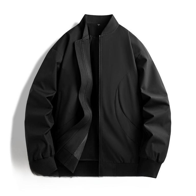 

Мужская осенняя куртка с воротником-бейсболкой — универсальная, свободного кроя, модная для людей среднего возраста и молодежи XL чёрный