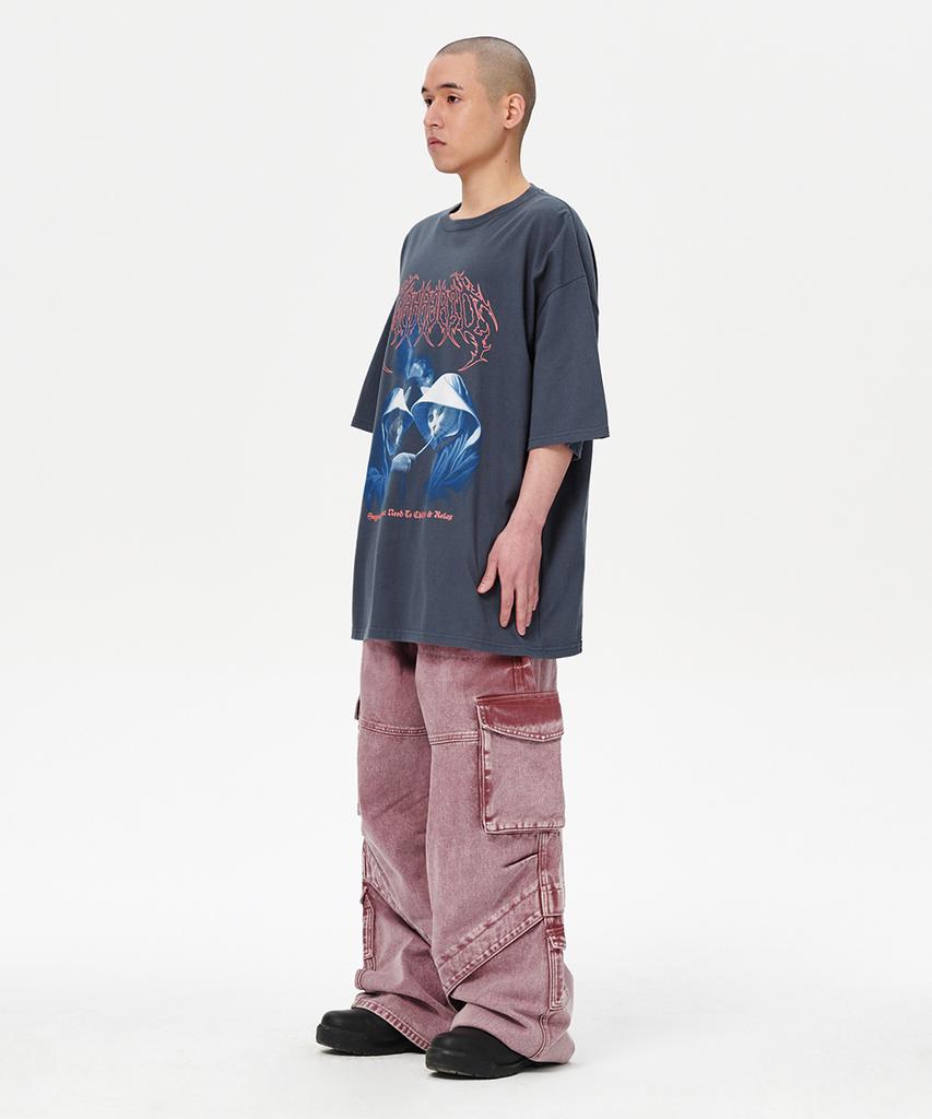 MAHAGRID Smoking Cat Tee Navy(Mg2Emmt523A)