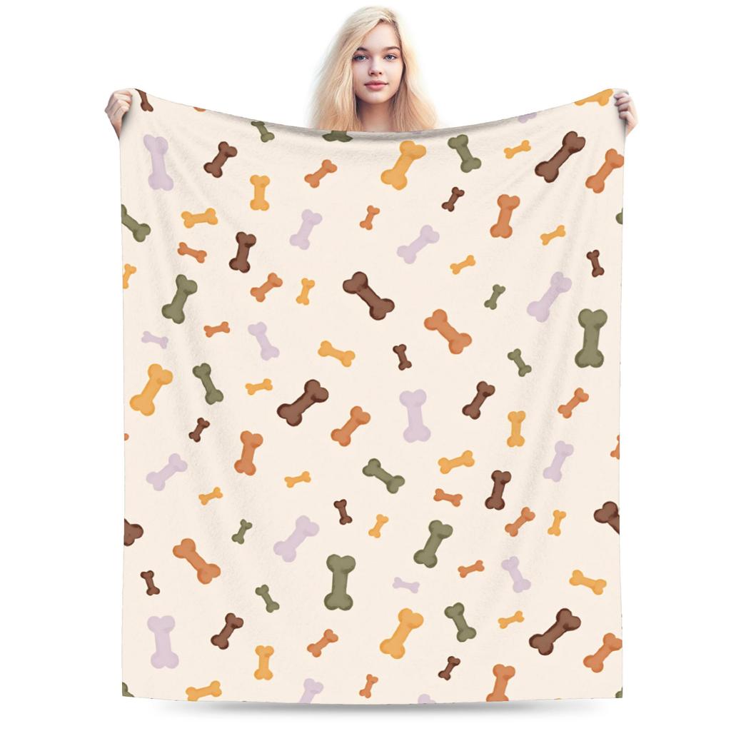 Dog Paw Print and Bone Blanket Quality Soft Warm Throw Blanket Winter Children Home Decor Pattern Bedspread