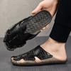 Fashion Outdoor Summer Sandals Mens Casual Leather Slippers Classic Half Drag Beach Rubber Flip Flops Quick Dry Man Water Trekking Flats