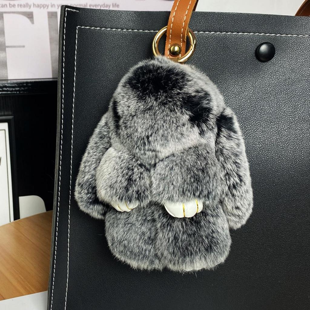 Mini Rex Rabbit Fur Pom Pom Keychain Bag Charm Keyring