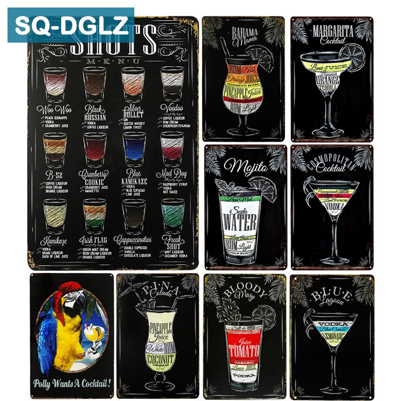 

[СК-ДГЛЗ] Ручная роспись Blackboard Коктейль Металлическая вывеска Бар Стена Декор Винтаж Металлические поделки Домашний декор Живопись Таблички Арт-плакат