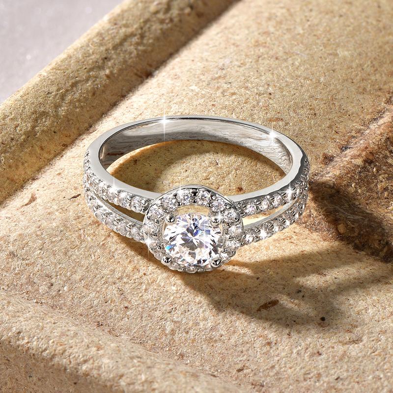 Anziw Classic 14k Gold Filled Wedding Rings For Women 0.5CT Round Cut Cubic Zirconia Fingers Ring Engagement Bridal Jewelry Gift