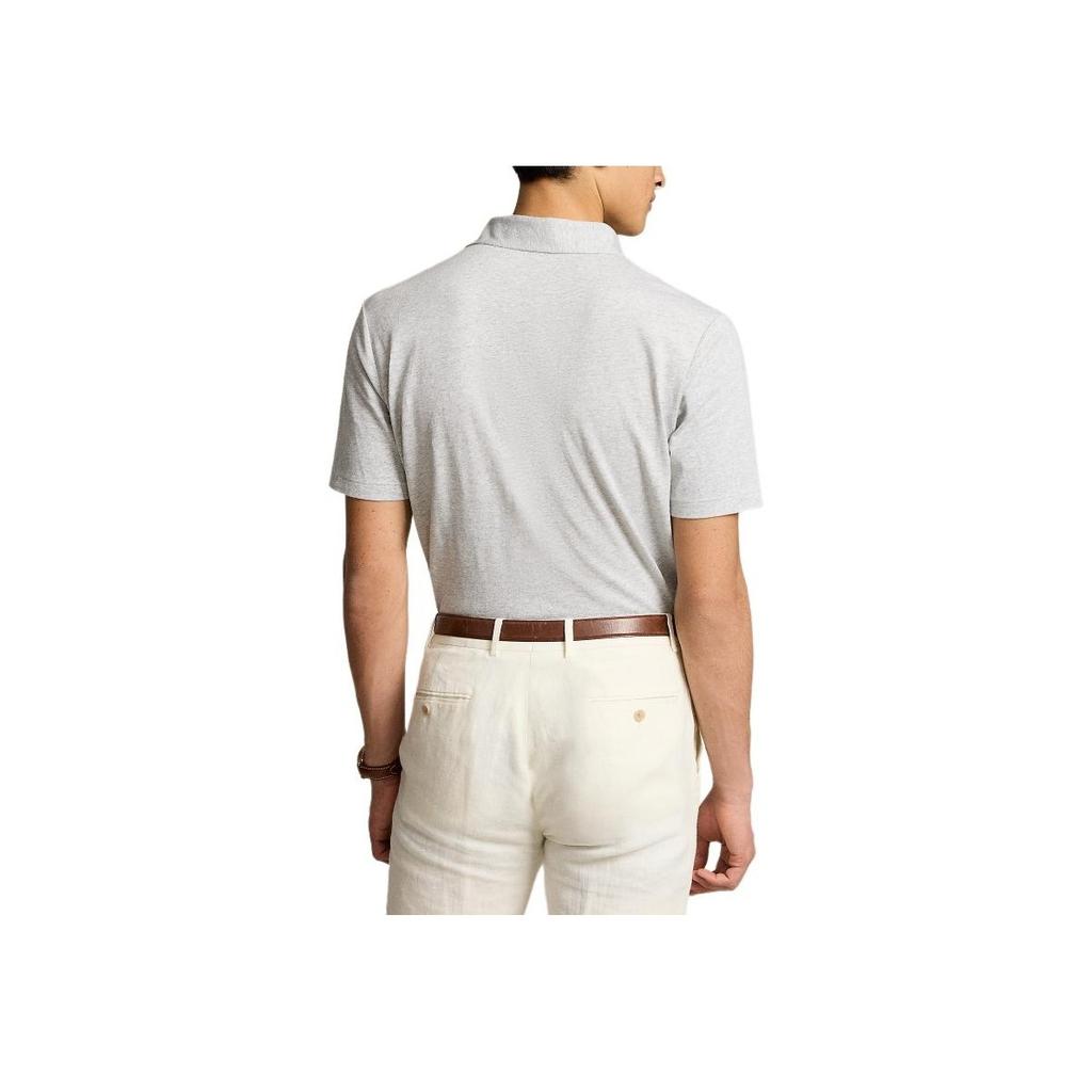 Polo Ralph Lauren SS24 Solid Color Small Pony Embroidered Casual Short Sleeve Polo Shirt Men Polo Shirts Gray MNPOKNI1N822686-020