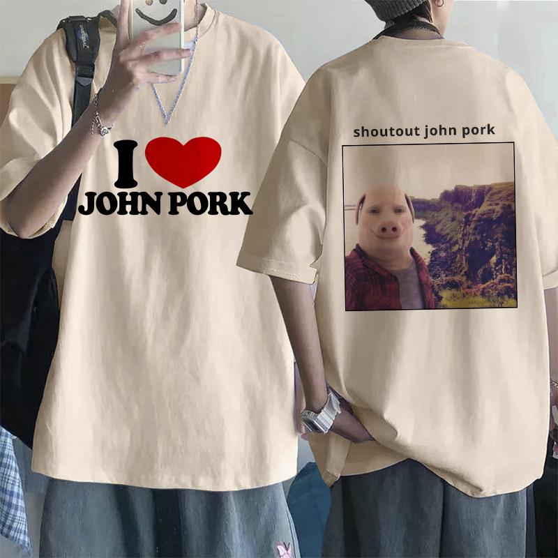 John Pork Is Calling Answer Call Phone Tee Shirt for Men Women Funny Pig Tops Tshirt Gothic Hip Hop T-shirt Streetwear Clothes