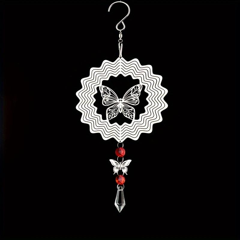 

5.7 Inch Creative Metal 3D Butterfly Wind Spinner - Silent Kinetic Wind Chimes - Garden Hanging Decor & Yard Art