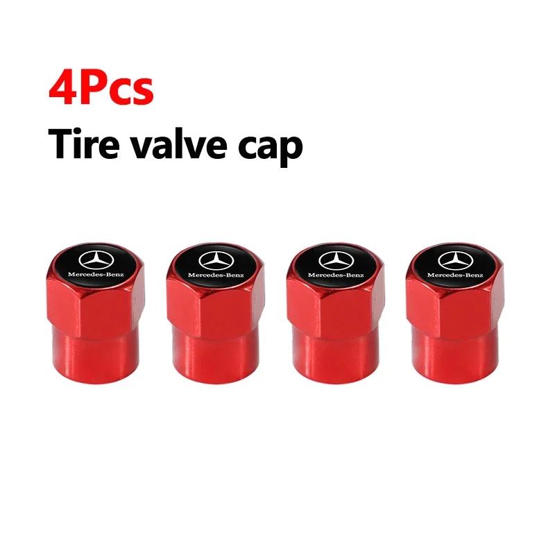 WXUKM1 C200 E200 New 2025 For Mercedes Benz 4Pcs Car 3D Logo Tire Valve Caps Emblem Cap Case For Mercedes Benz AMG Smart W205 C300 W203