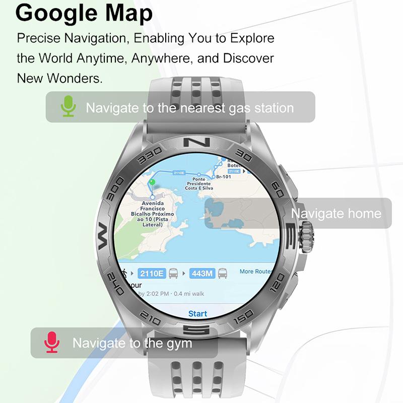 GPS Herren Smartwatch AI Smartwatch Schnellladung 4G 300mAh WhatsApp Nachrichtenantwort Blutdruck Herzfrequenz Blutsauerstoff 4GB Speicher