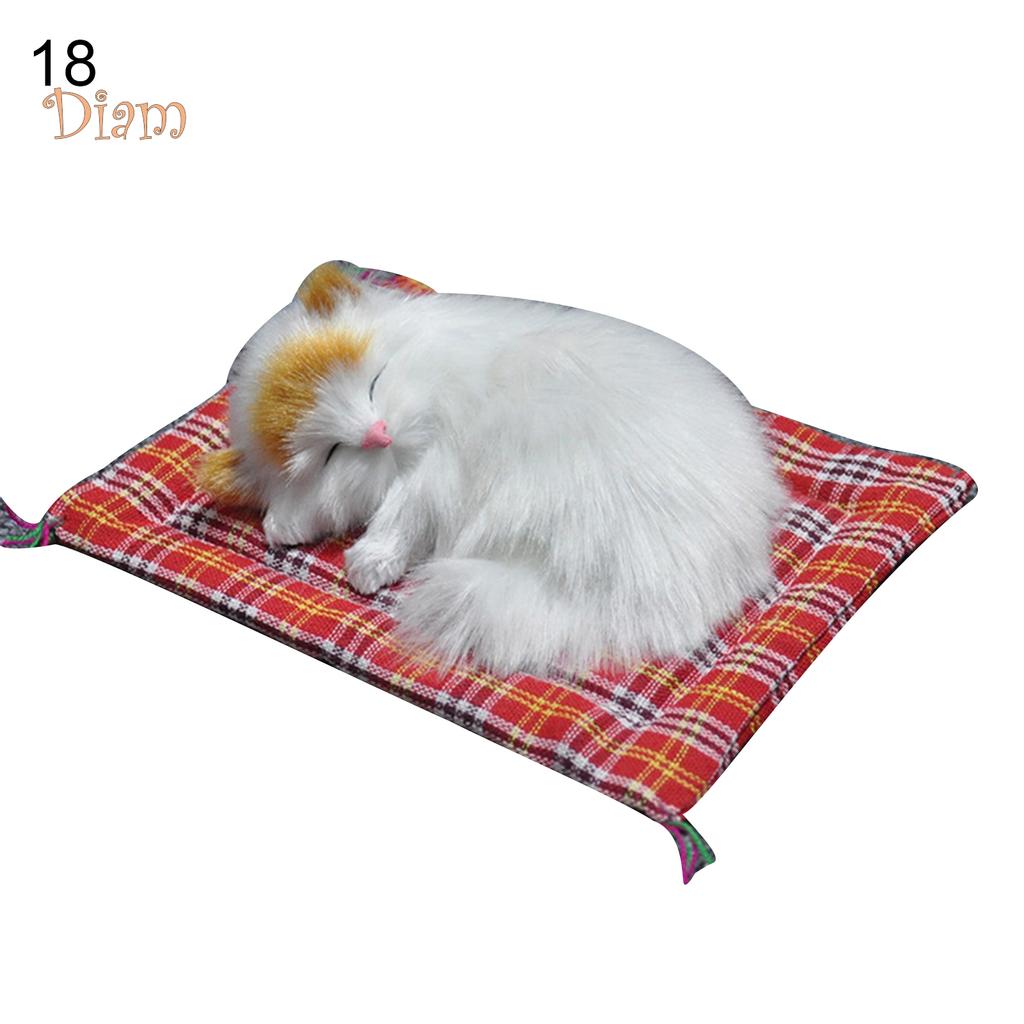 Jucărie de păpușă de pluș cu sunet de pisică drăguță de simulare de ursuleț cu covoraș de dormit pentru decorarea casei