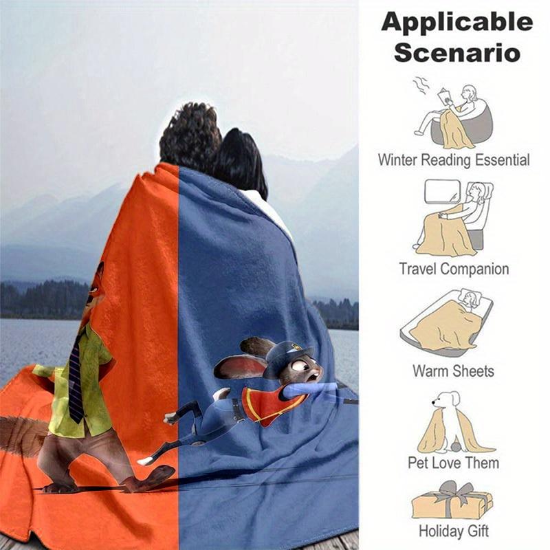 1pc, Zootopia Nick & Judy Throw Blanket Soft & Cozy Blanket for Couch, Bed, Car, Travel, Camping, Gifts Perfect for Friends