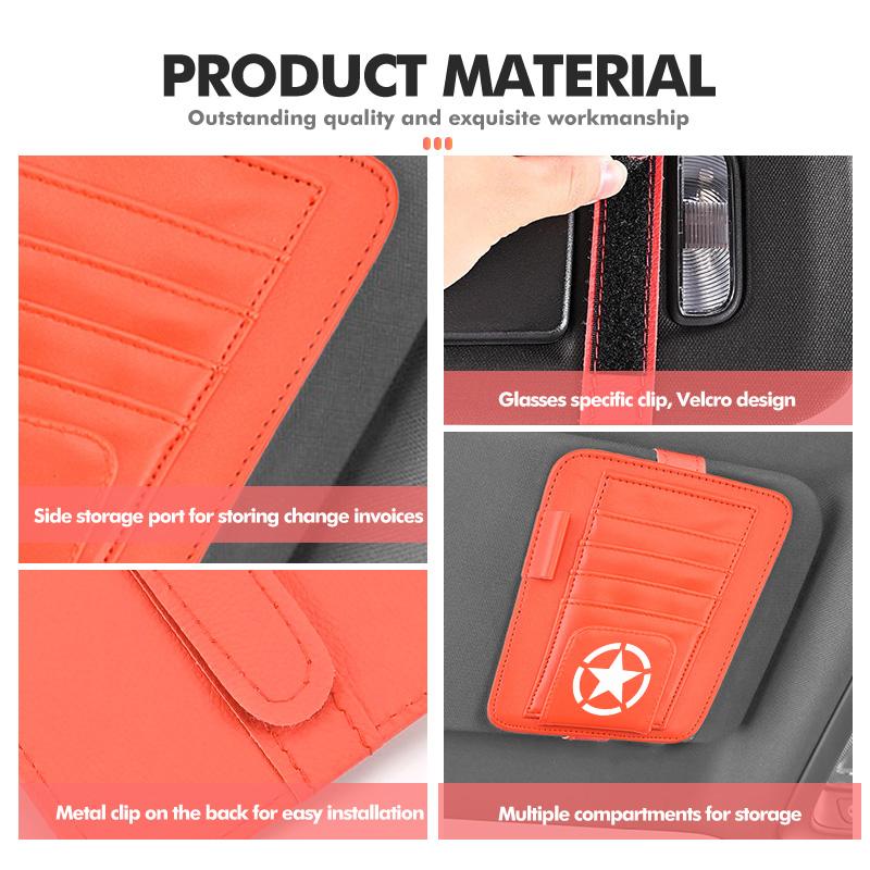 Car Sunvisor Storage Clip Multi-Pocket Card Ticket Clip Organizer Interior Accessories For Jeep JK JL JKU TJ YJ CJ Wrangler AMY1