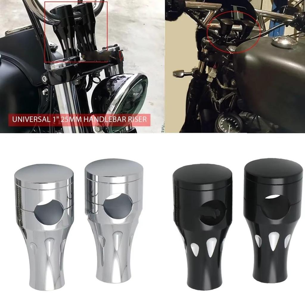 Lenkererhöhung Dragster V-Star DS400 650 XVS950 1100 XVS1300 Motorrad 1" 25MM Lenkererhöhung Cruiser Chopper Klemme Halter Lenkerposten (Schwarz)