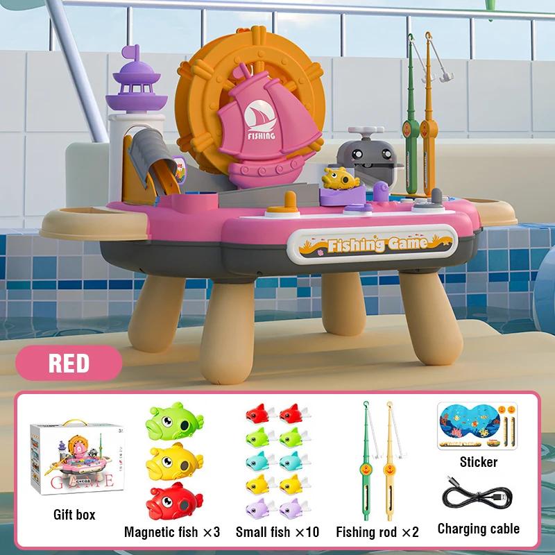 Electric Magnetic Doubles Children'S Fishing Music Kids Toys Education Solving Parent-Child Interactive Fishing For Boys Girls