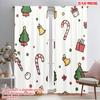 2pcs,2D Plane Printing Light Filtering Curtains Christmas Bells Candy Cane Tree Gift Durable Polyester (without Rod) Holiday for