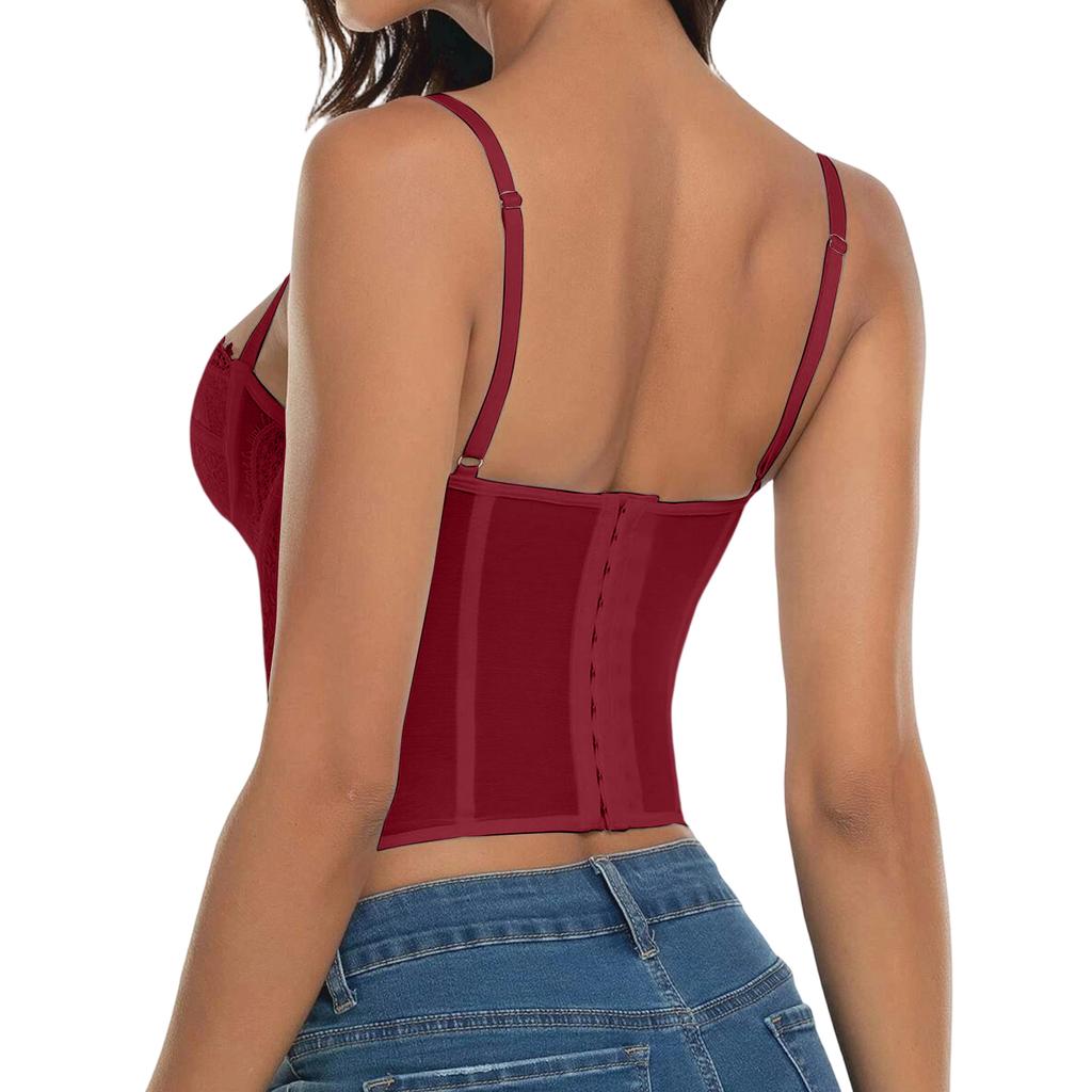 Women's Push-Up Corset Top with Underwire, Lace and Slimming Boning for Shapewear