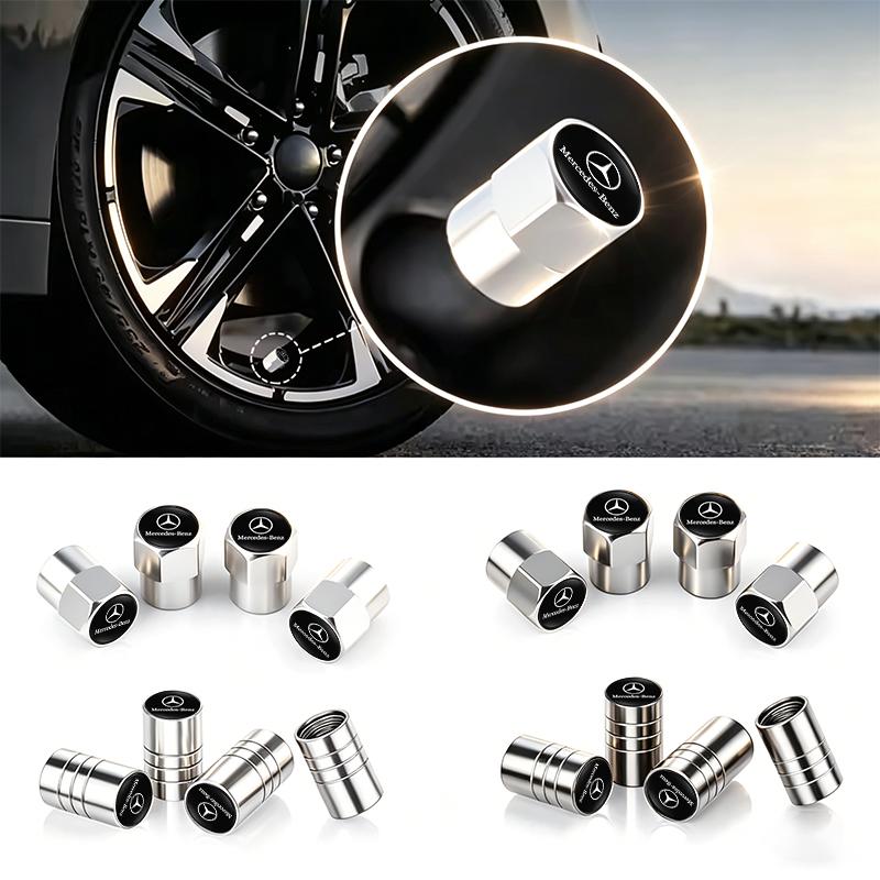 WAM3   4Pcs Car Tire Valve Cover Aluminum Alloy Car Wheel Tire Valve Caps For Mercedes Benz W210 W176 AMG CLS CLE CLA GLA GLB GLS Class