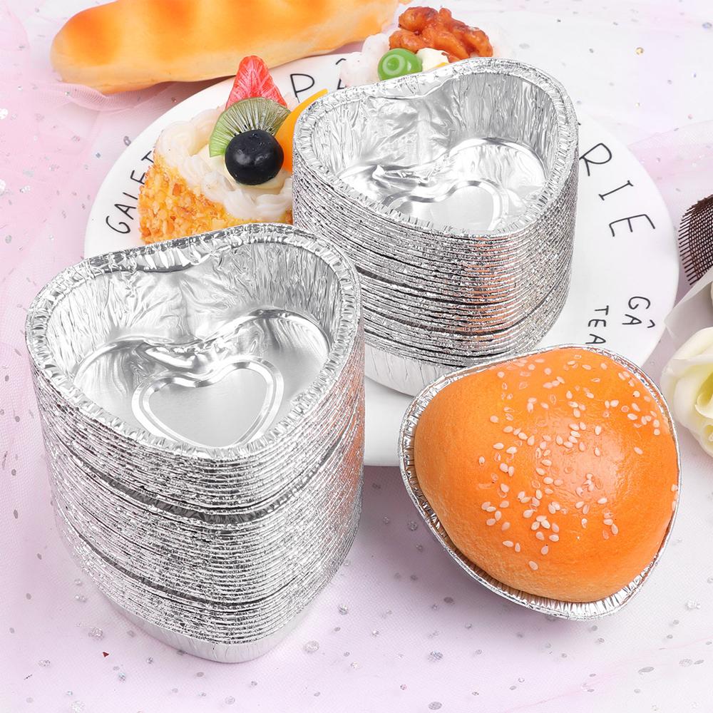 Disposable Valentine's Day Cake Pan Mold Heart Shaped Muffin Pan with Lid Heart Food Packing Box Pudding Cup Mousse Cupcake Mold