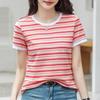Summer Color-blocking Striped Short-sleeved T-shirt, Summer Dopamine Loose Slimming Plus-size Cover-up Top