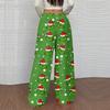 Women's Casual Christmas Print Elastic Waist Loose Fit With Plush Wide Leg Pants