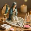 Virgin Mary Rosary Holder Statue Resin Prayer Jesus Rosary Holder Our Lady of Grace Statue Desktop Ornaments Home Decor