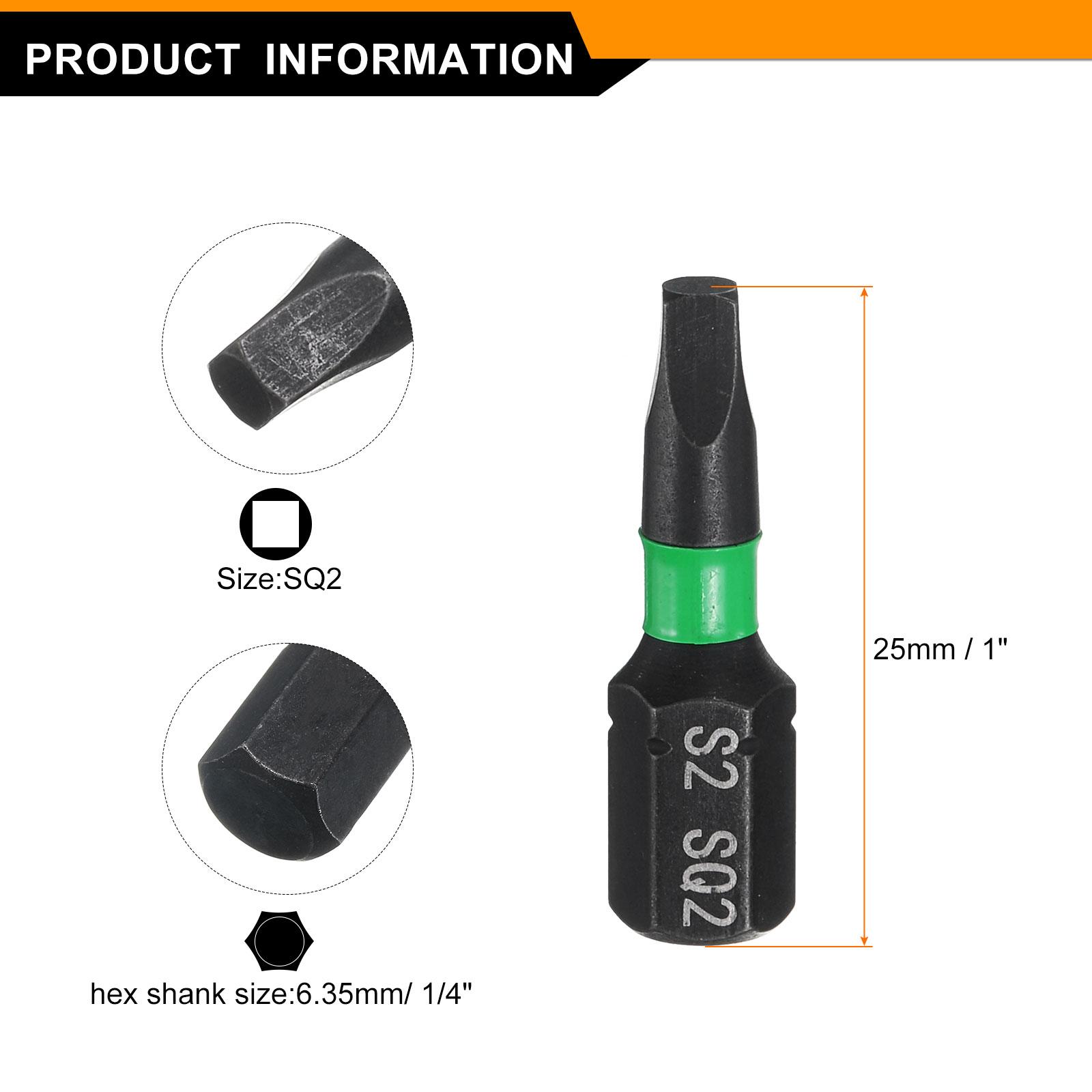 

2/4/8pc SQ0/SQ1/SQ2/SQ3/SQ4 Square Screwdriver Bit 1/4 Hex Shank 25mm/1 Length Magnetic 4 Point Head Hex Bits Screw Driver Bit 2pcs