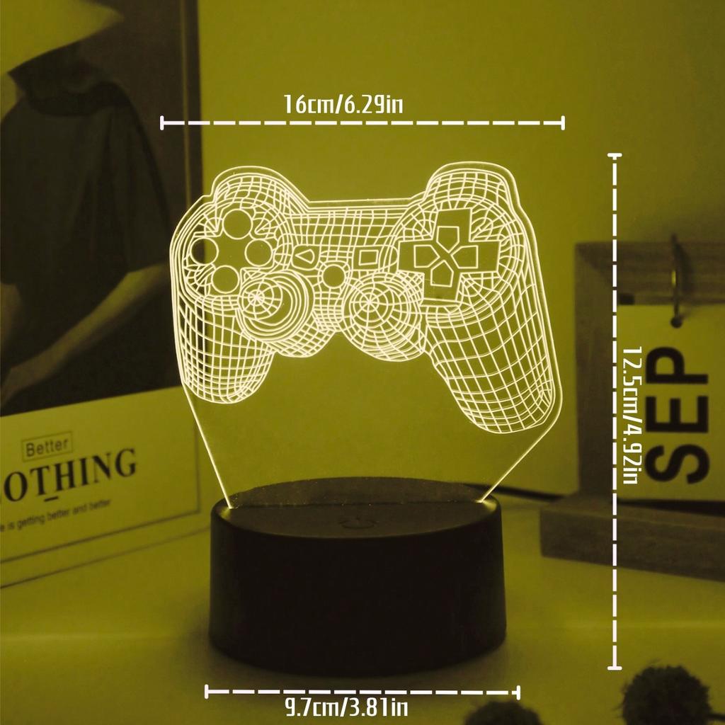 USB powered modern game controller LED night light, home bedroom table lamp, gamer birthday gift, lighting and decoration