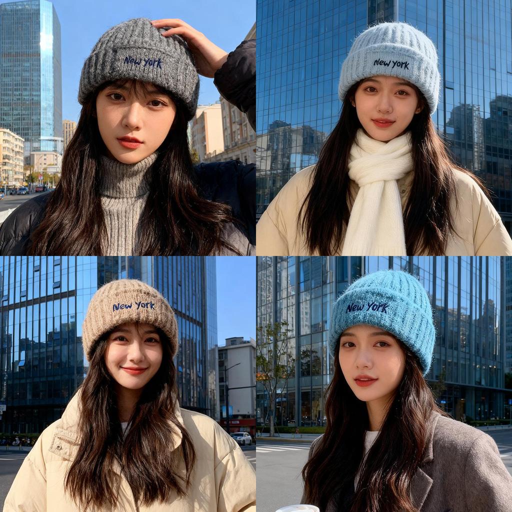 Embroidered Letter Knit Hat For Women Winter Warmth And Windproof Comfort
