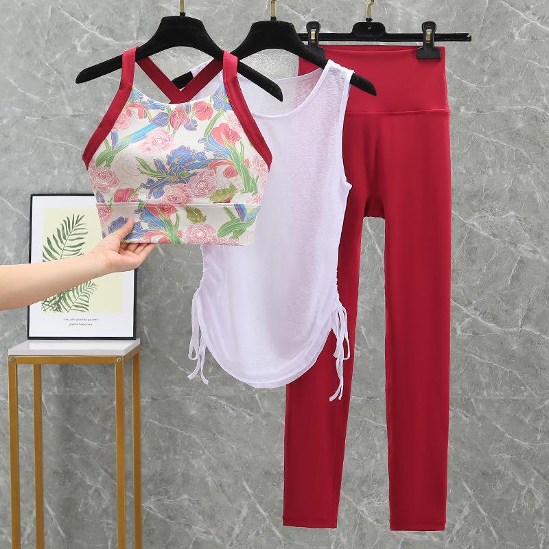 Ruched Yoga Suit Set: Yoga Top, Hip-Lifting High-Waisted Leggings, Fitness Bra