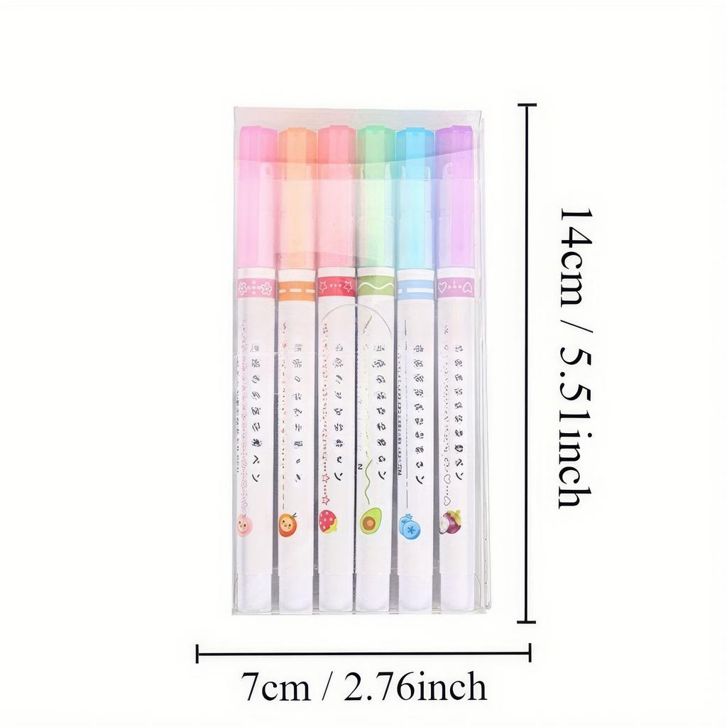 1 Set of 6 Multi-color Contour Pens, Long-lasting Anti Smudging, Suitable for Student Manual Account Marking