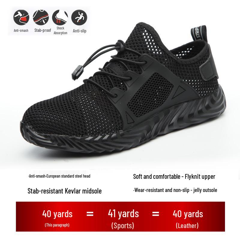 Men s Lightweight Steel Toe Flyknit Safety Shoes - Breathable, New Fashion Labor Protection Footwear