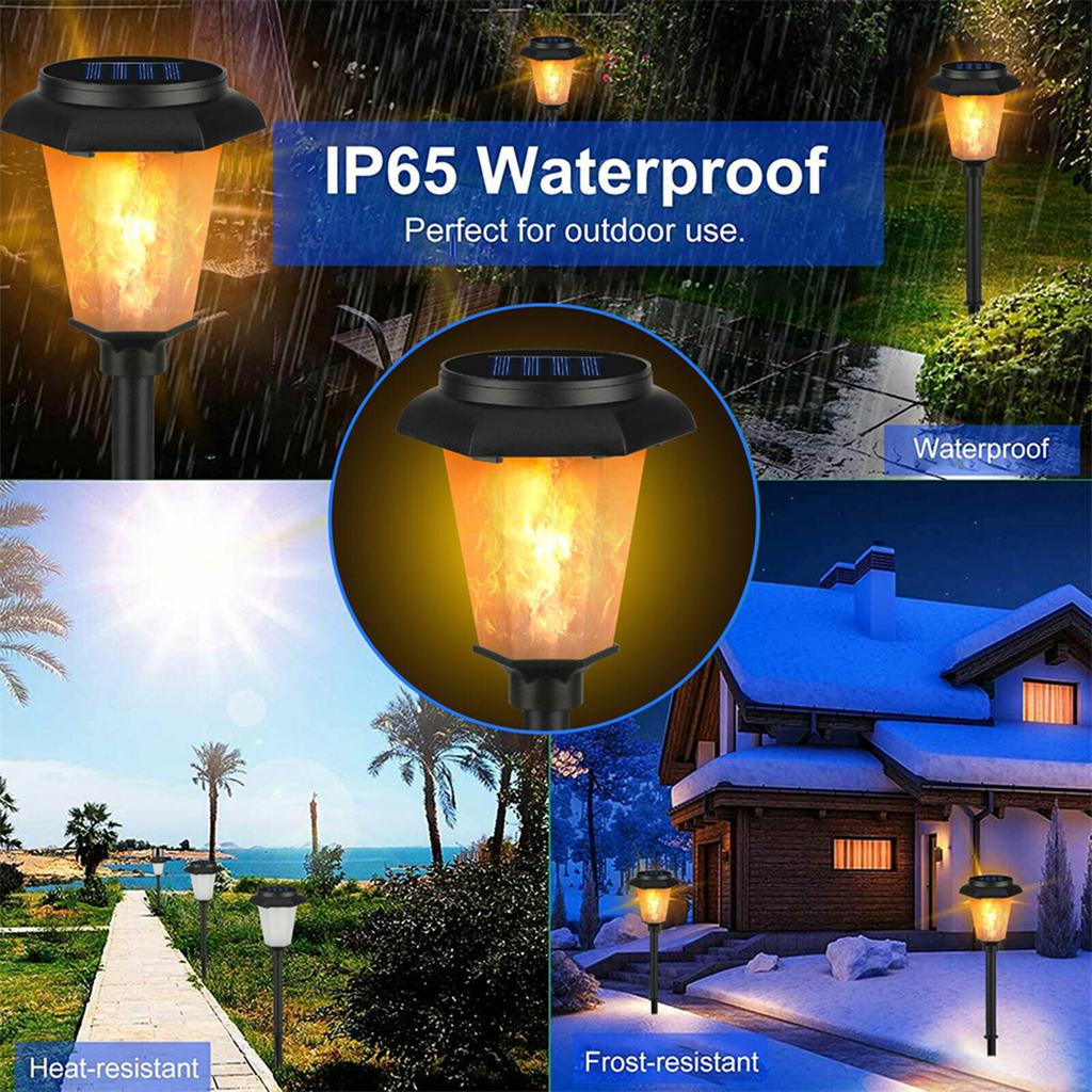 12 Led Outdoor Solar Flame Light Ip65 Waterproof Dancing Flashlight For Garden Pools Paths Patios