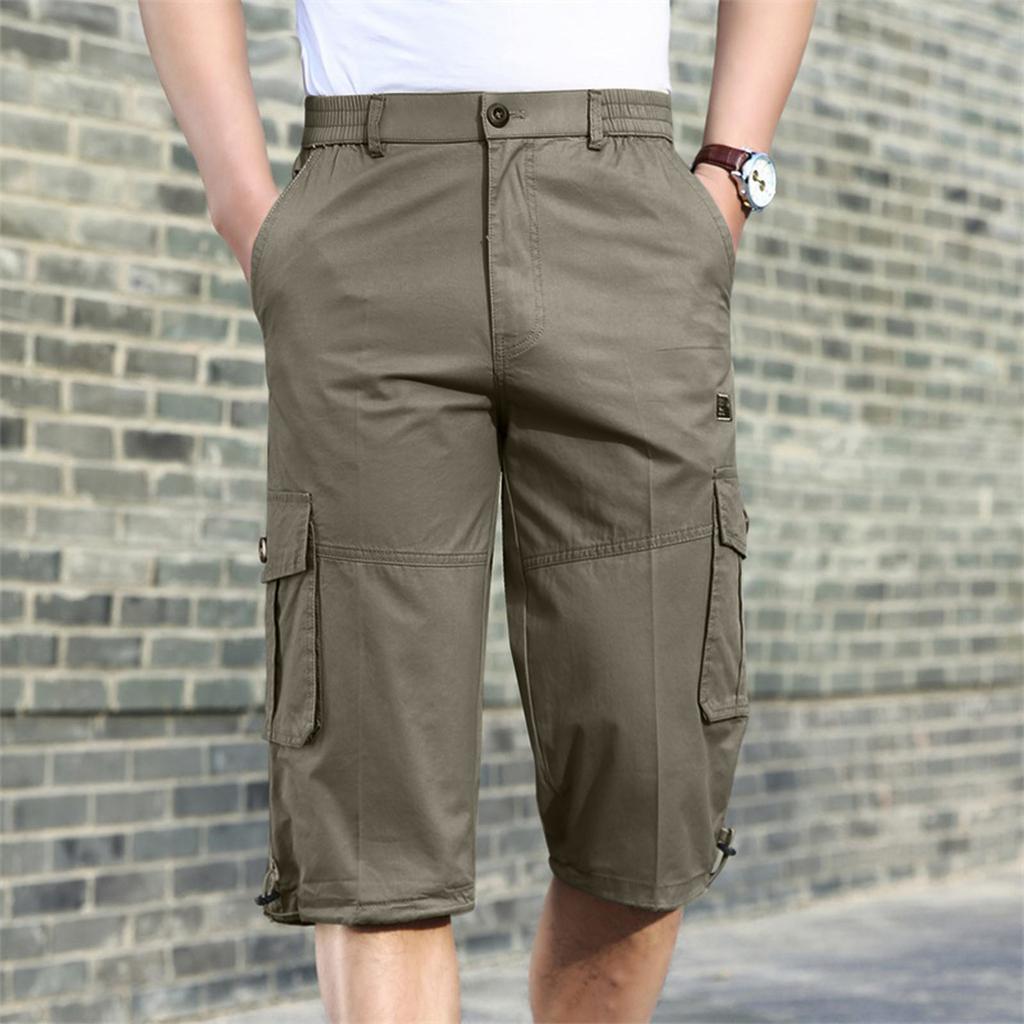 Mens Summer Casual Fitness Bodybuilding Solid Color Pocket Sports Shorts Pants