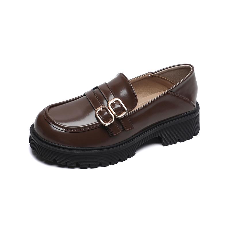 Weiwei Girl 681-1 Loafers Damen Plateau 2025 Neu Vielseitig Retro Zwei Tragevarianten Kleine Lederschuhe Große Größe Damenschuhe