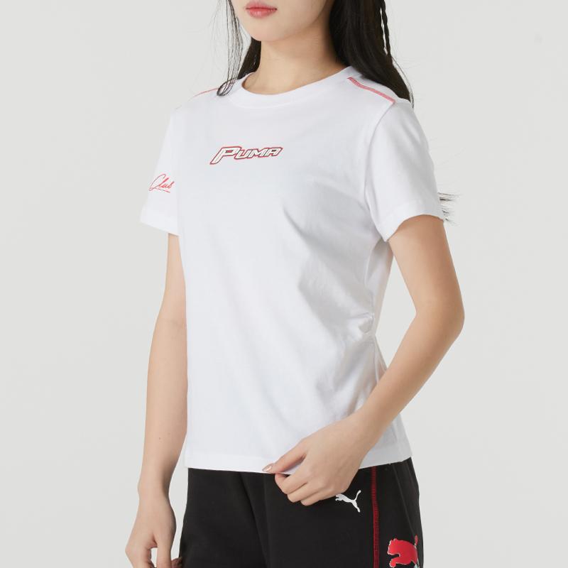 Puma Sports Lifestyle Series Casual Pullover Letter Breathable Short Sleeve T-Shirt Women T-Shirts White 633082-02