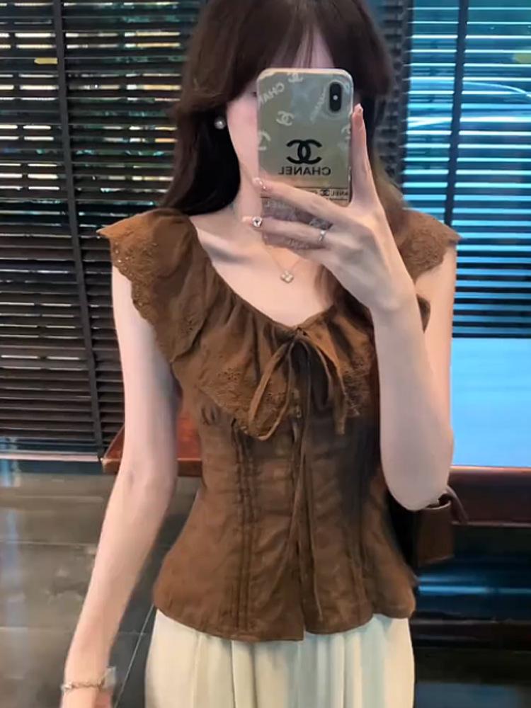 French Puff Sleeve Slim Fit One-Shoulder Blouse for Women